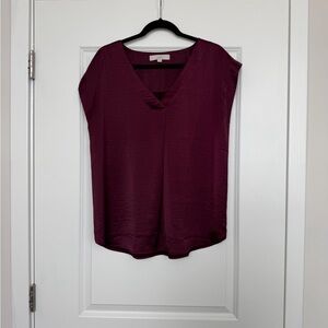 LOFT Burgundy Silk Women's Top